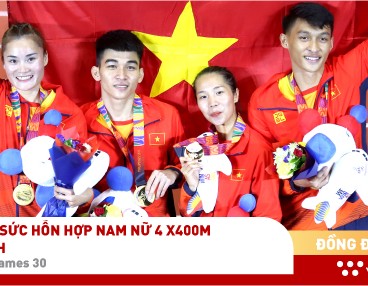 Đội Hình Tiếp Sức Hỗn Hợp Nam Nữ 4 X400m Môn điền Kinh Giành HCV SEA Games
