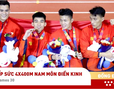 Đồng đội Tiếp Sức 4x400m Nam Môn điền Kinh Giành HCV SEA Games
